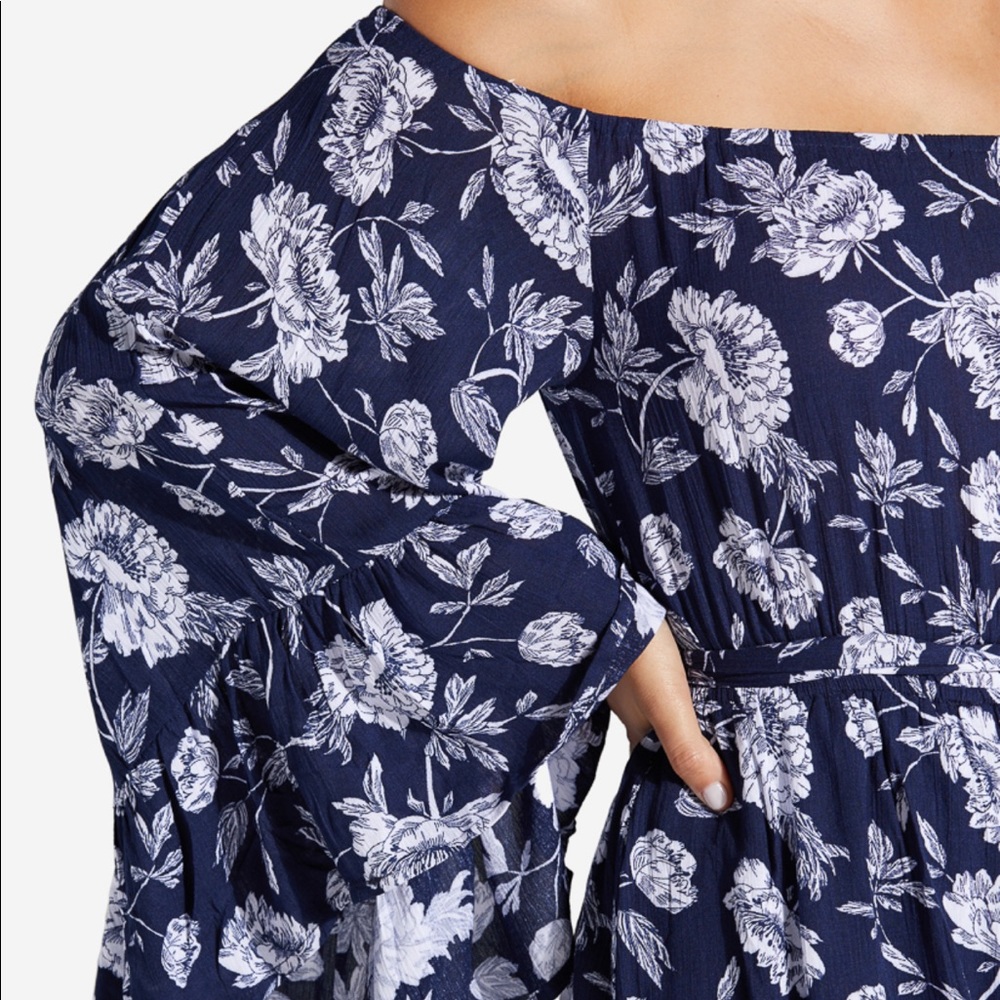 •Romper in Bloom• Off the Shoulder Floral Romper - Picture 3 of 7